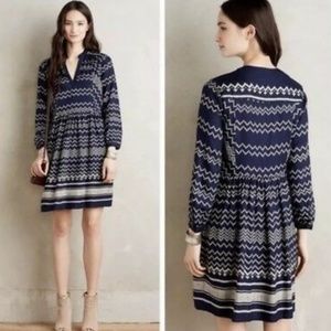 Anthropologie Holding Horses Farica Western Dress Womens XS Blue Long Sleeve